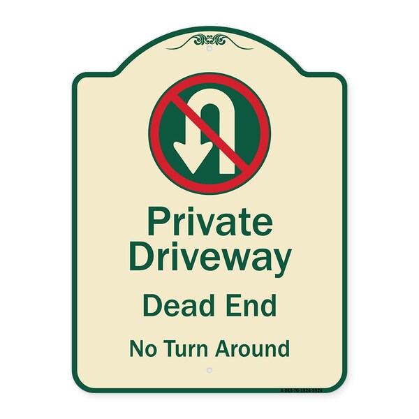 Designer Series-Private Driveway Dead End No Turn Around With Symbol, 24" x 18", TG-1824-9924